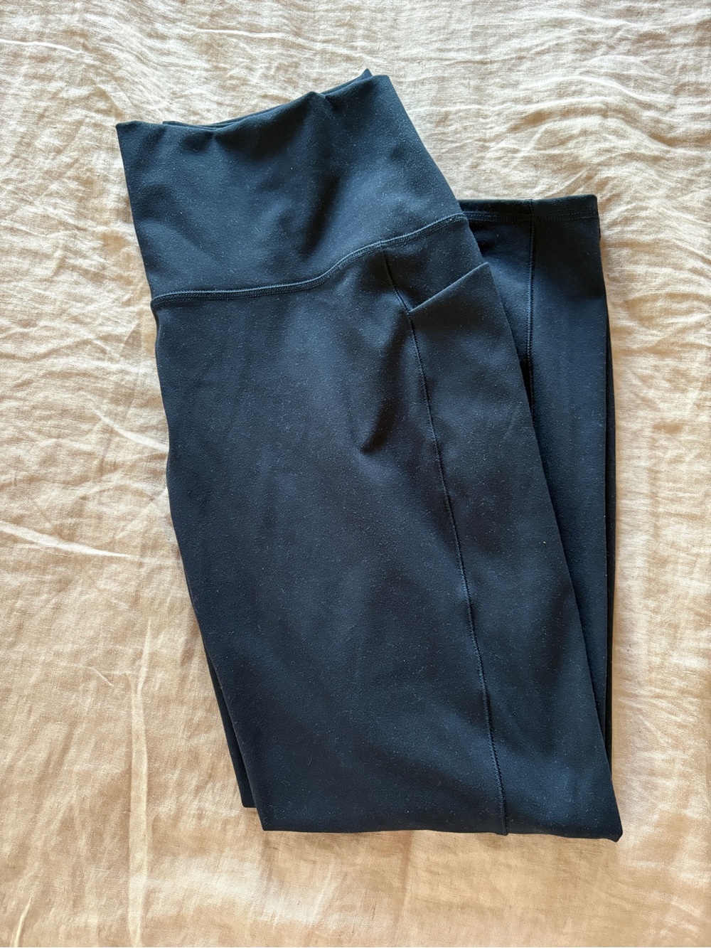 RBX Black Performance Leggings with Interior Logo Carbon Peach